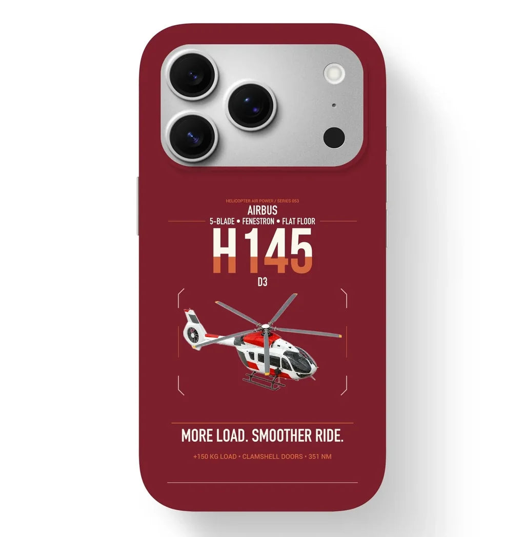 Airbus H145 D3 design on dark red magsafe iphone case, for iPhone 17 Pro