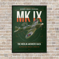 Thumbnail for Supermarine Spitfire Mk IX vertical canvas print - framed - dark green background