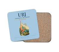 Thumbnail for Yamaguchi Ube Airport (UBJ) design on light blue 1 piece coaster