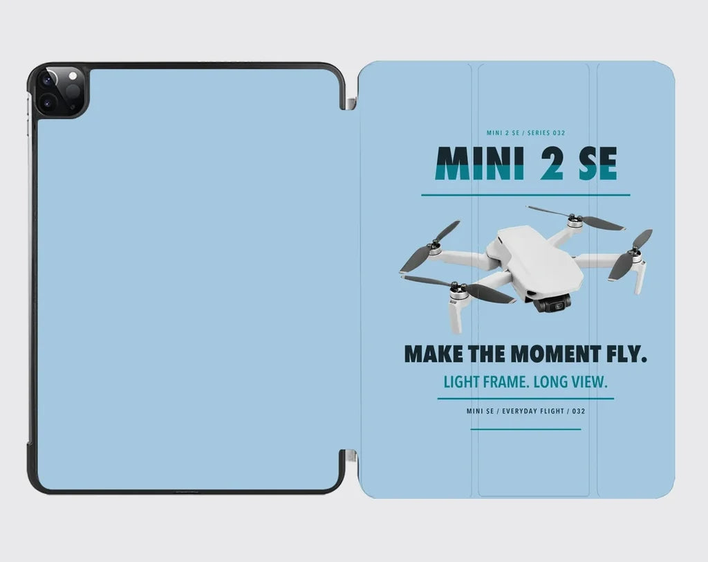 DJI Mini 2 SE design on light blue ipad tablet case
