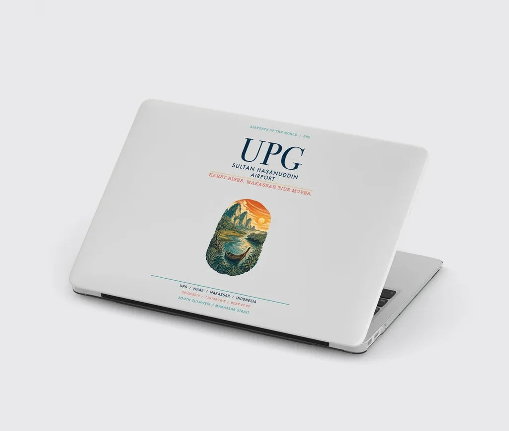 Sultan Hasanuddin Airport (UPG) design on light gray MacBook case