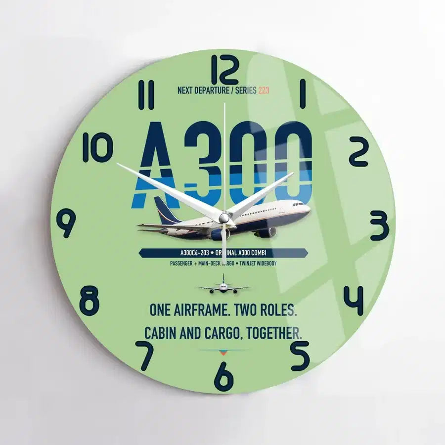 Airbus A300C4-203 design on light green no frame wall clock