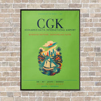 Thumbnail for Jakarta Soekarno-Hatta International Airport CGK vertical canvas print - framed - light green background