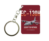 Thumbnail for EC-130H Compass Call design on dark red designed key chain, double-side print