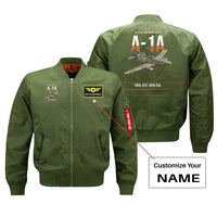 Thumbnail for Messerschmitt Me 262A-1a design on green+name bomber jacket, double-side print