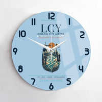 Thumbnail for London City Airport (LCY) design on light blue no frame wall clock