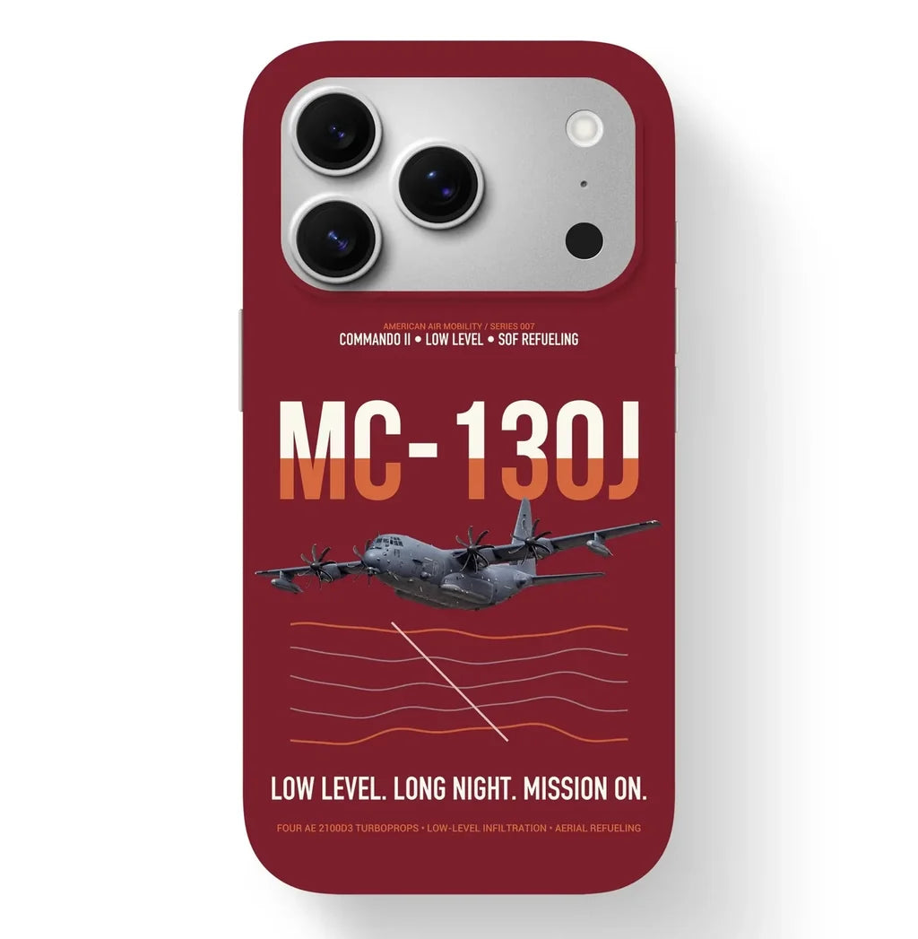 MC-130J COMMANDO II design on dark red magsafe iphone case, for iPhone 17 Pro