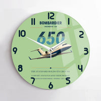 Thumbnail for Bombardier Challenger 650 design on light green no frame wall clock