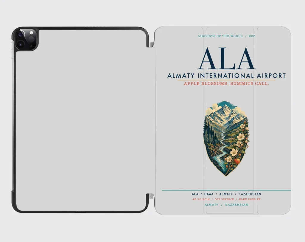 Almaty International Airport (ALA) design on light gray ipad tablet case