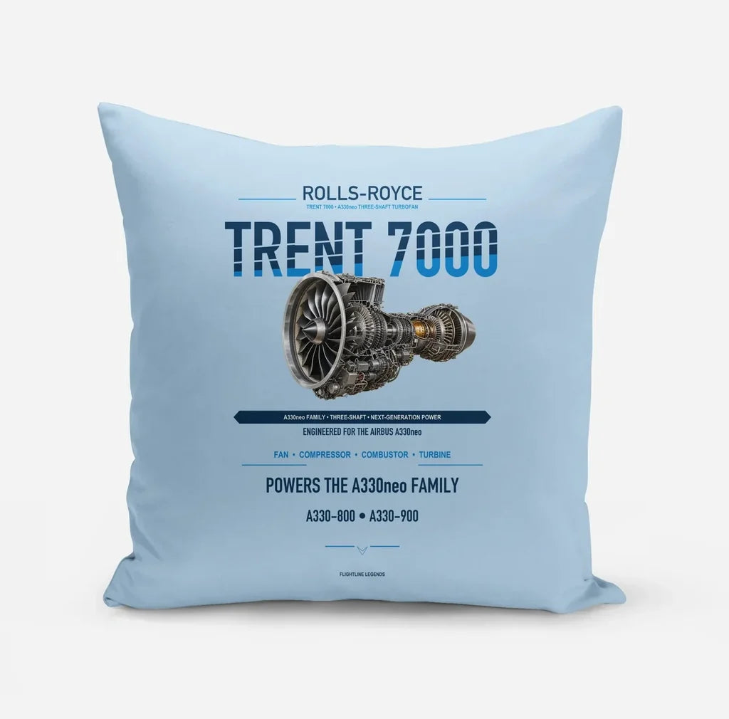 TRENT 7000 design on light blue pillow
