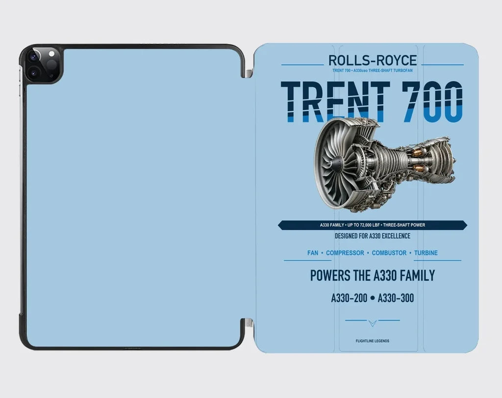 TRENT 700 design on light blue ipad tablet case