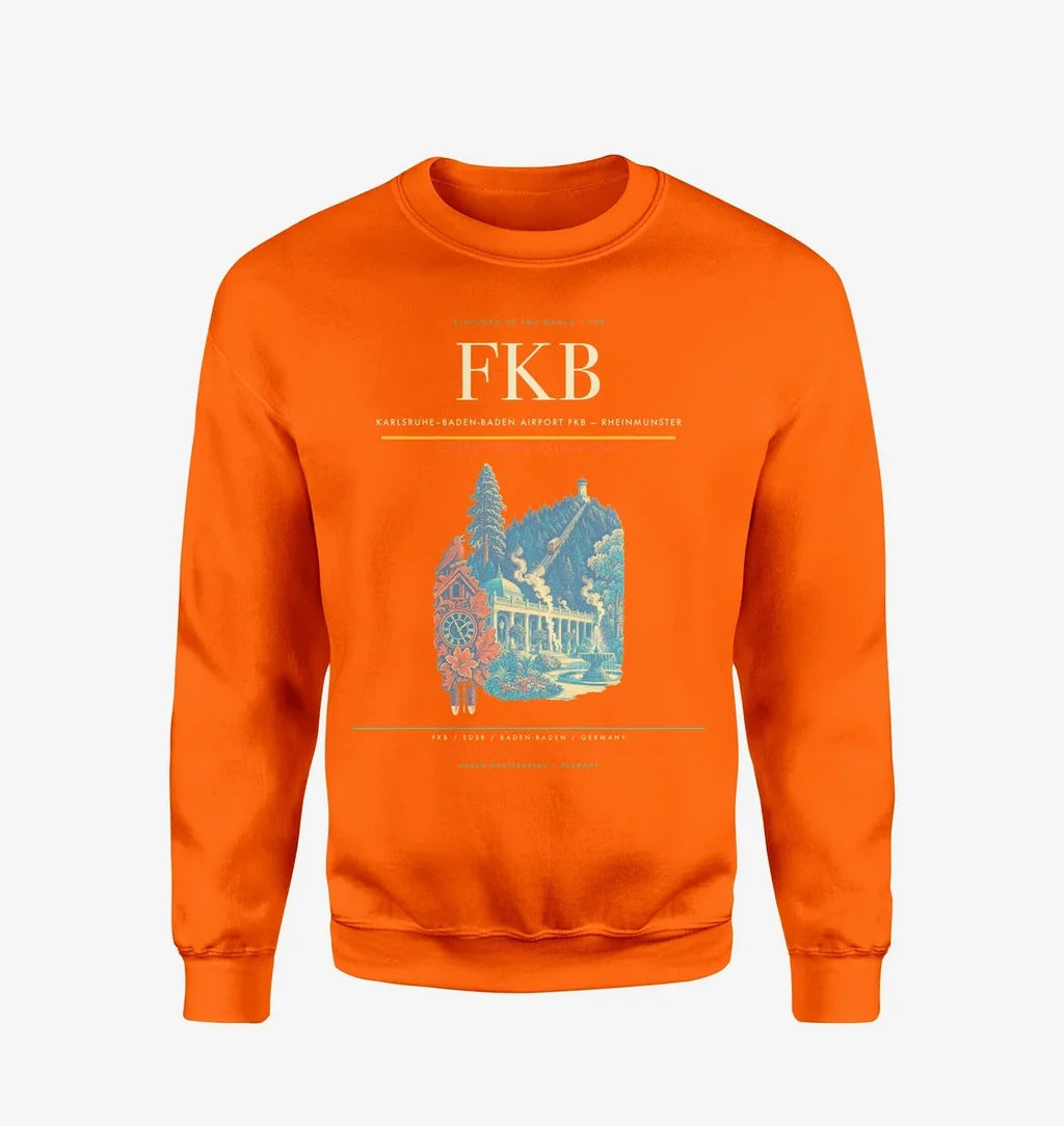 Karlsruhe–Baden-Baden Airport (FKB) design on orange sweatshirt