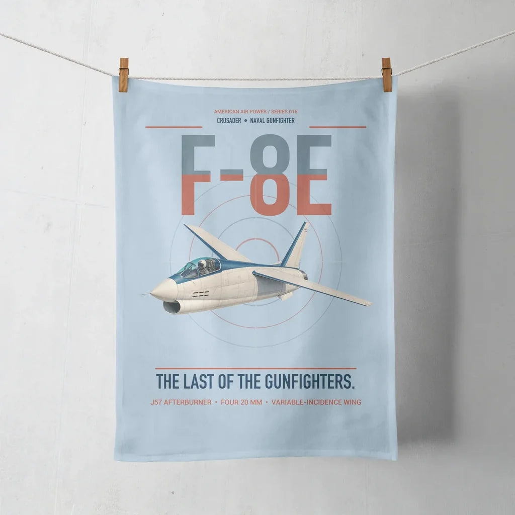 F-8E Crusader design on light blue towel