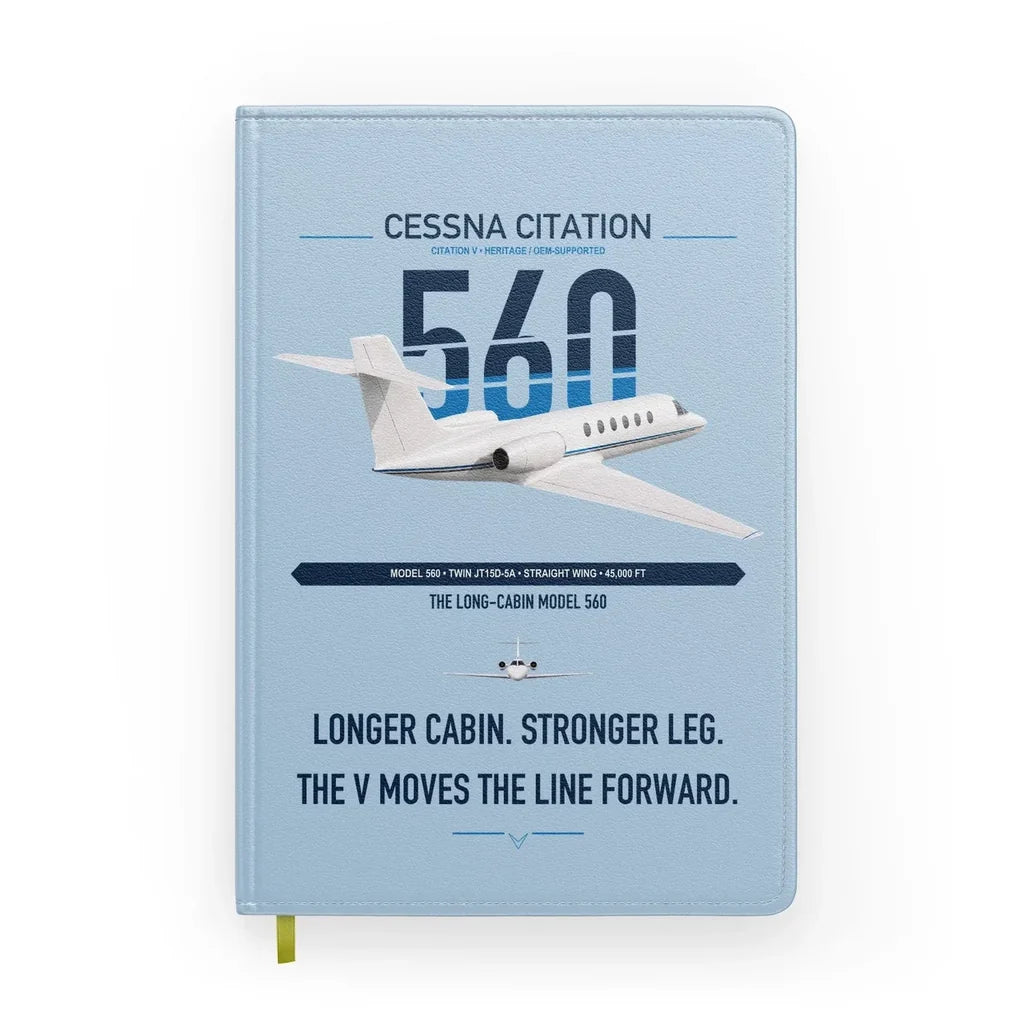 Cessna Citation 560 - Citation V design on light blue notebook