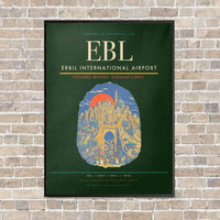 Thumbnail for Erbil International Airport EBL vertical canvas print - framed - dark green background