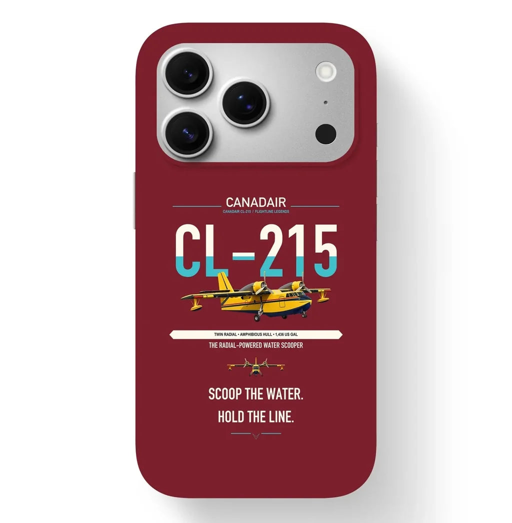 Canadair CL-215 design on dark red magsafe iphone case, for iPhone 17 Pro