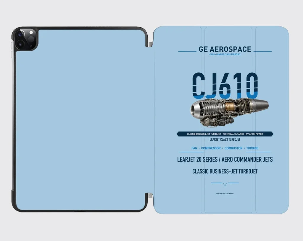 CJ610 design on light blue ipad tablet case