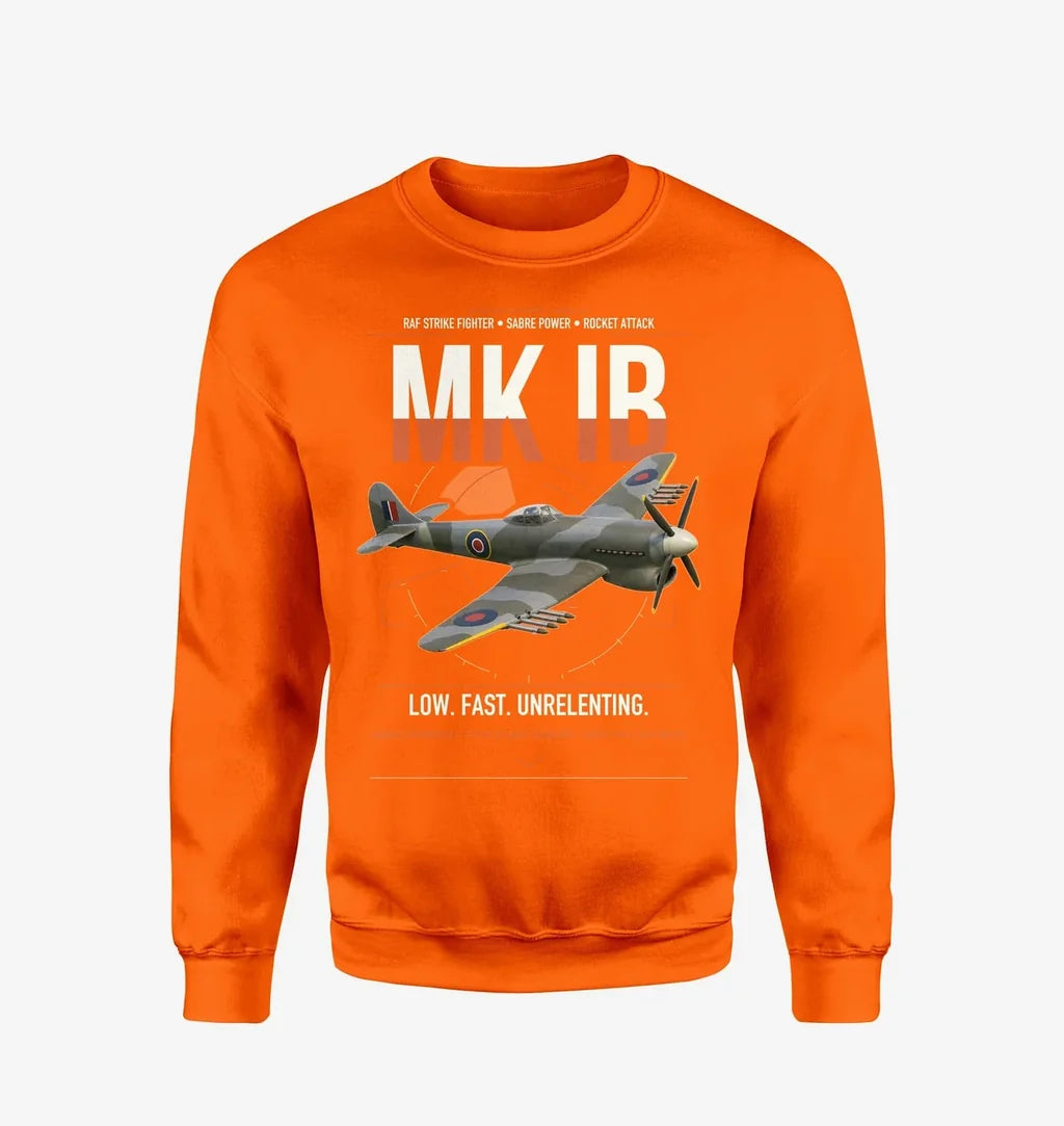 Hawker Typhoon Mk IB design on orange sweatshirt