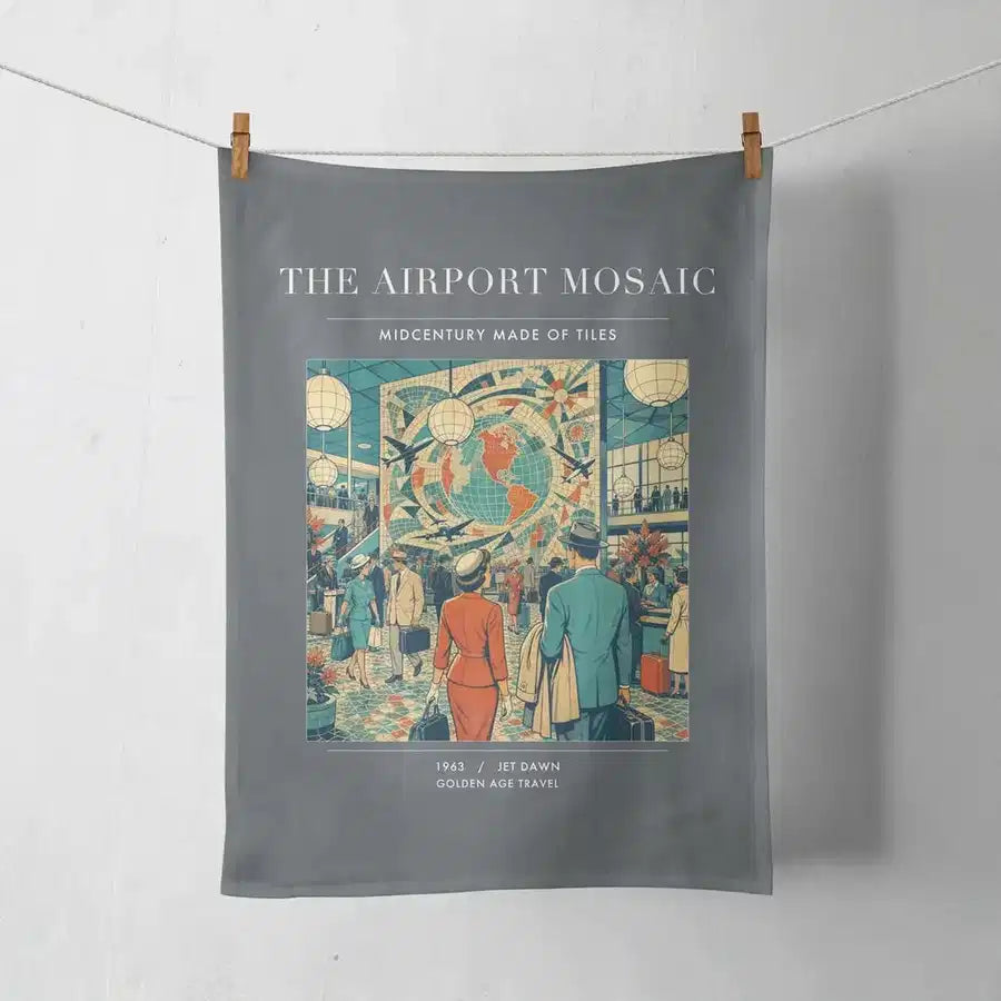 VINTAGE G4132 - The Airport Mosaic - Designed Towels design on gray