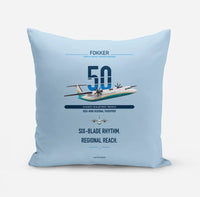 Thumbnail for Fokker 50 design on light blue pillow
