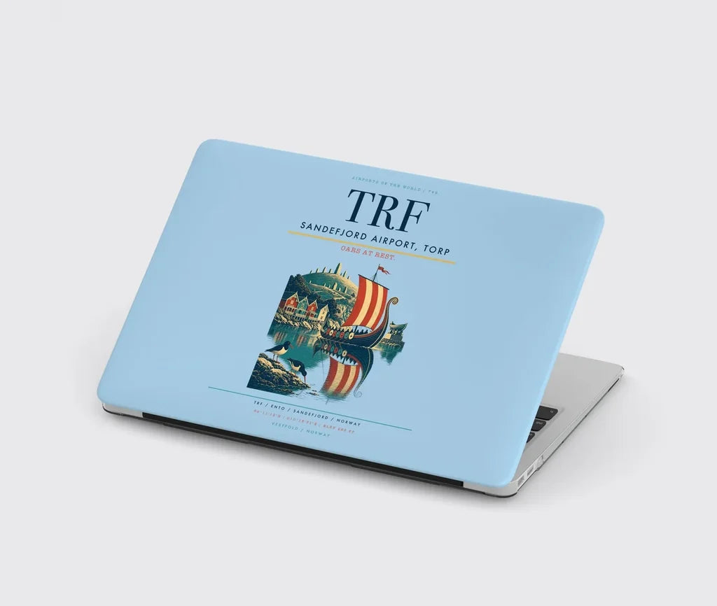 Sandefjord Airport, Torp (TRF) design on light blue MacBook case