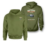 Thumbnail for MD Helicopters MD 530F design on green army double-side hoodie, double-side print