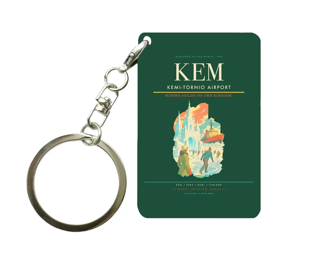Kemi-Tornio Airport (KEM) design on dark green key chain