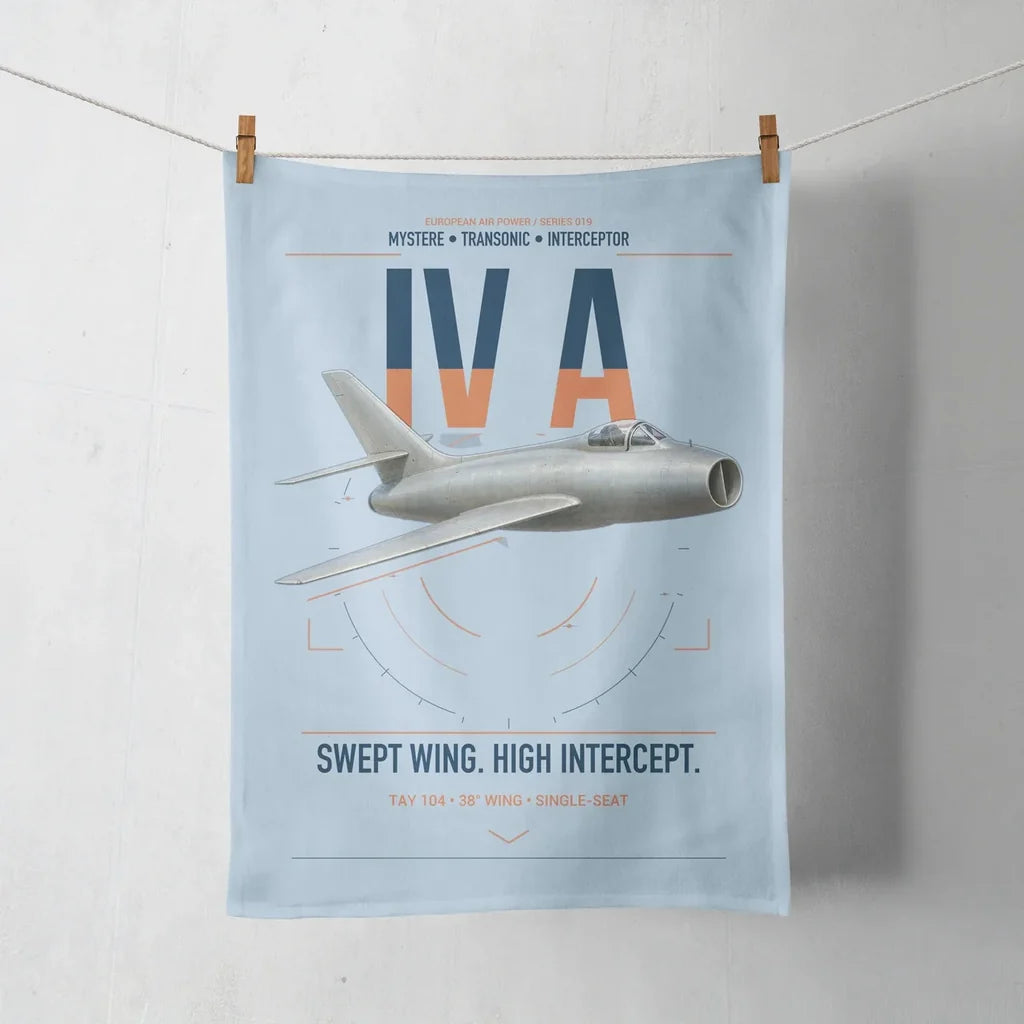 Dassault Mystère IV A design on light blue towel