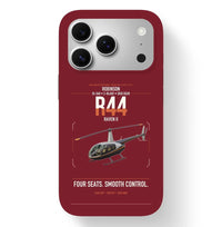 Thumbnail for Robinson R44 Raven II design on dark red magsafe iphone case, for iPhone 17 Pro