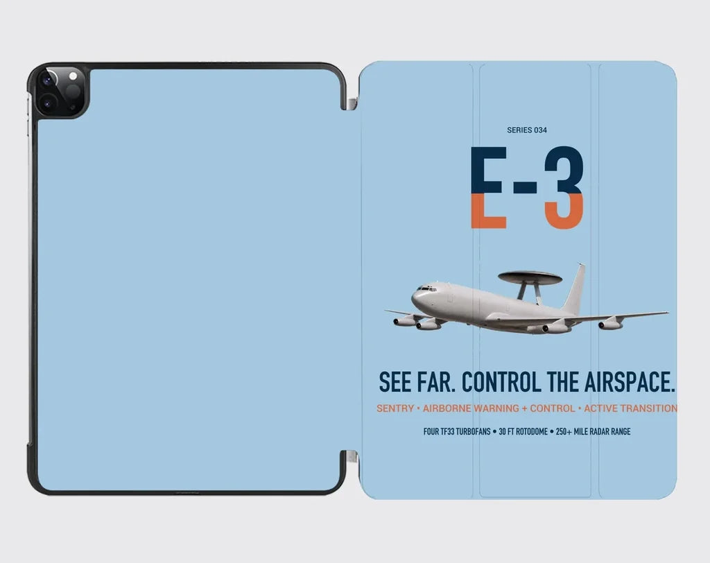 E-3 Sentry AWACS design on light blue ipad tablet case