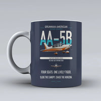 Thumbnail for Grumman American AA-5B Tiger design on dark blue ceramic mug, double-side print