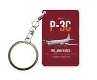 Thumbnail for P-3C Orion design on dark red designed key chain, double-side print