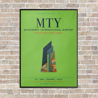 Thumbnail for Monterrey International Airport MTY vertical canvas print - framed - light green background