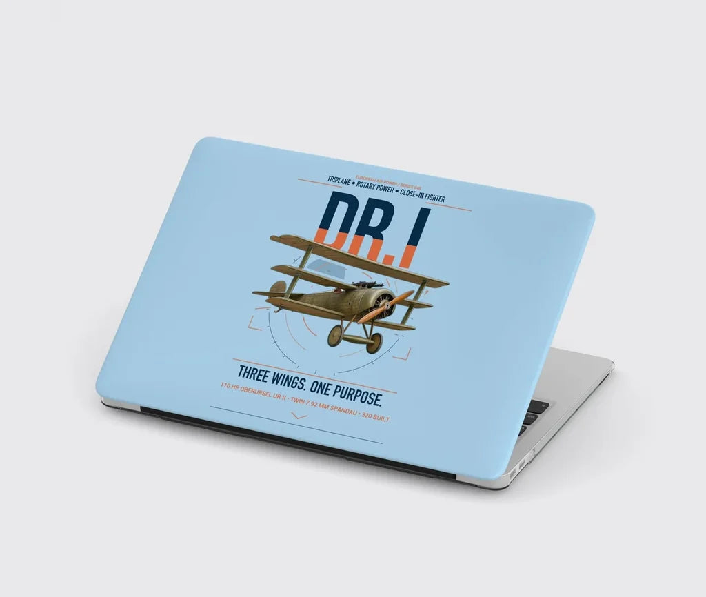 Fokker Dr.I design on light blue MacBook case