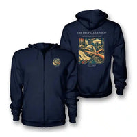 Thumbnail for VINTAGE G4014 - The Propeller Shop - Premium Zipped Hoodie design on navyblue