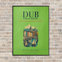 Thumbnail for Dublin Airport DUB vertical canvas print - framed - light green background