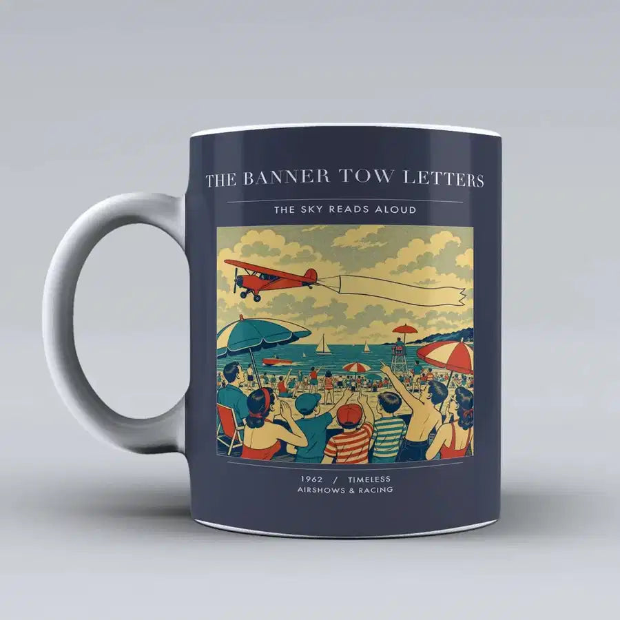 VINTAGE G4472 - The Banner Tow Letters - Ceramic Mug design on darkblue