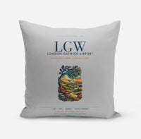 Thumbnail for London Gatwick Airport (LGW) design on light gray pillow