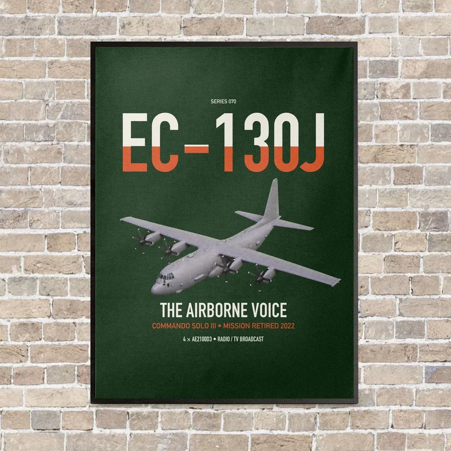 EC-130J Commando Solo III vertical canvas print - framed - dark green background