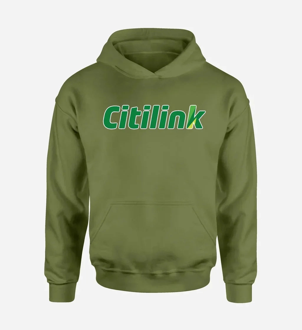Citilink Airlines logo printed on green army hoodie