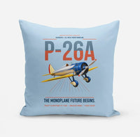 Thumbnail for Boeing P-26A Peashooter design on light blue pillow