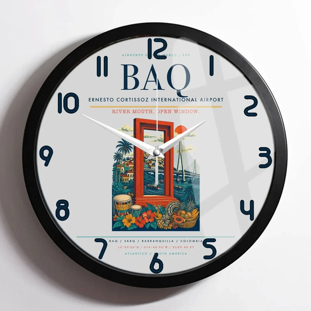 Ernesto Cortissoz International Airport BAQ Wall-Clock Framed - Light Gray