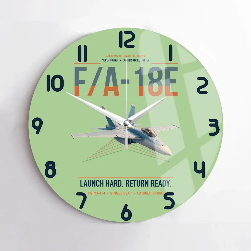 F-A-18E Super Hornet design on light green no frame wall clock