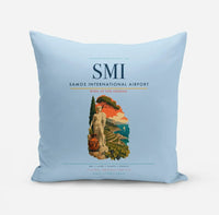 Thumbnail for Samos International Airport (SMI) design on light blue pillow