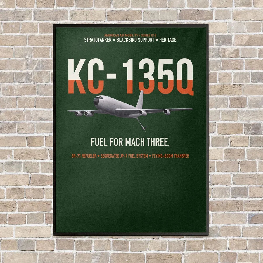 KC-135Q Blackbird Tanker vertical canvas print - framed - dark green background