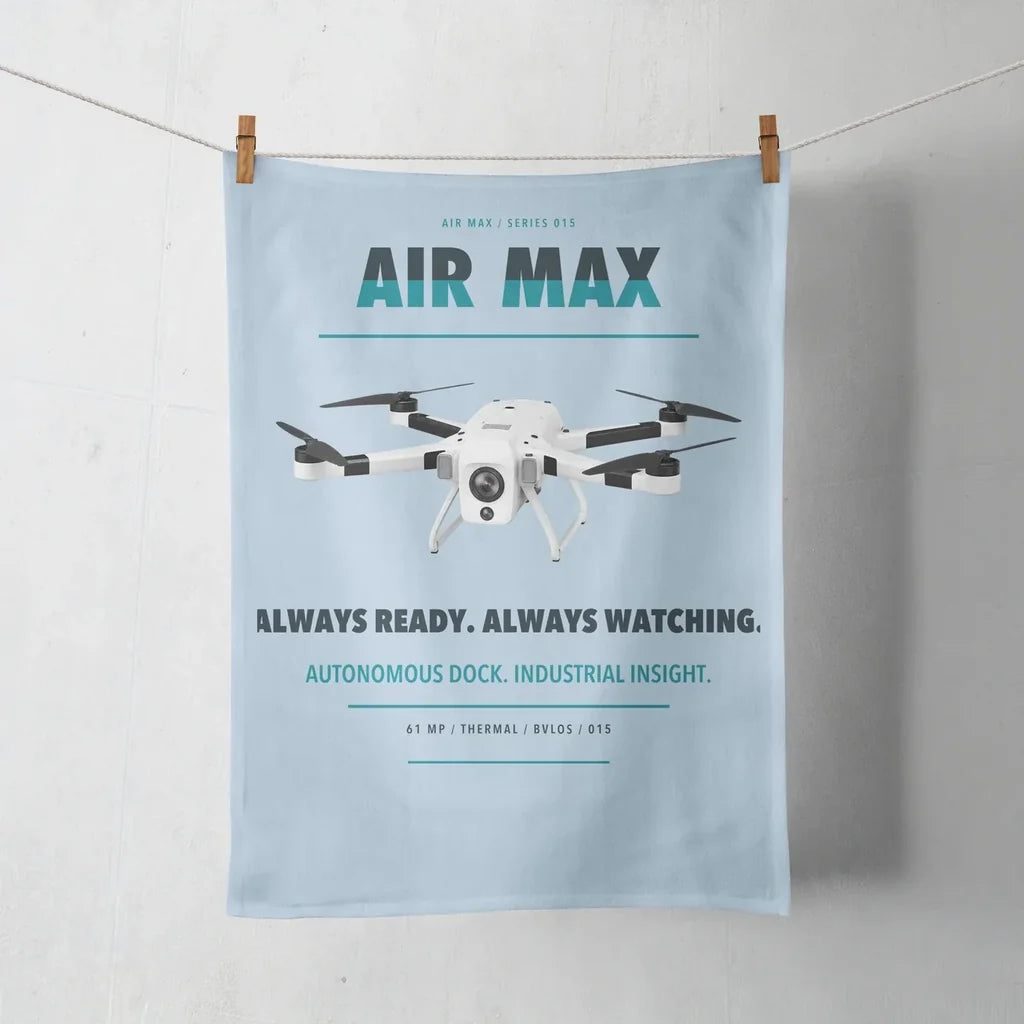 Percepto Air Max design on light blue towel
