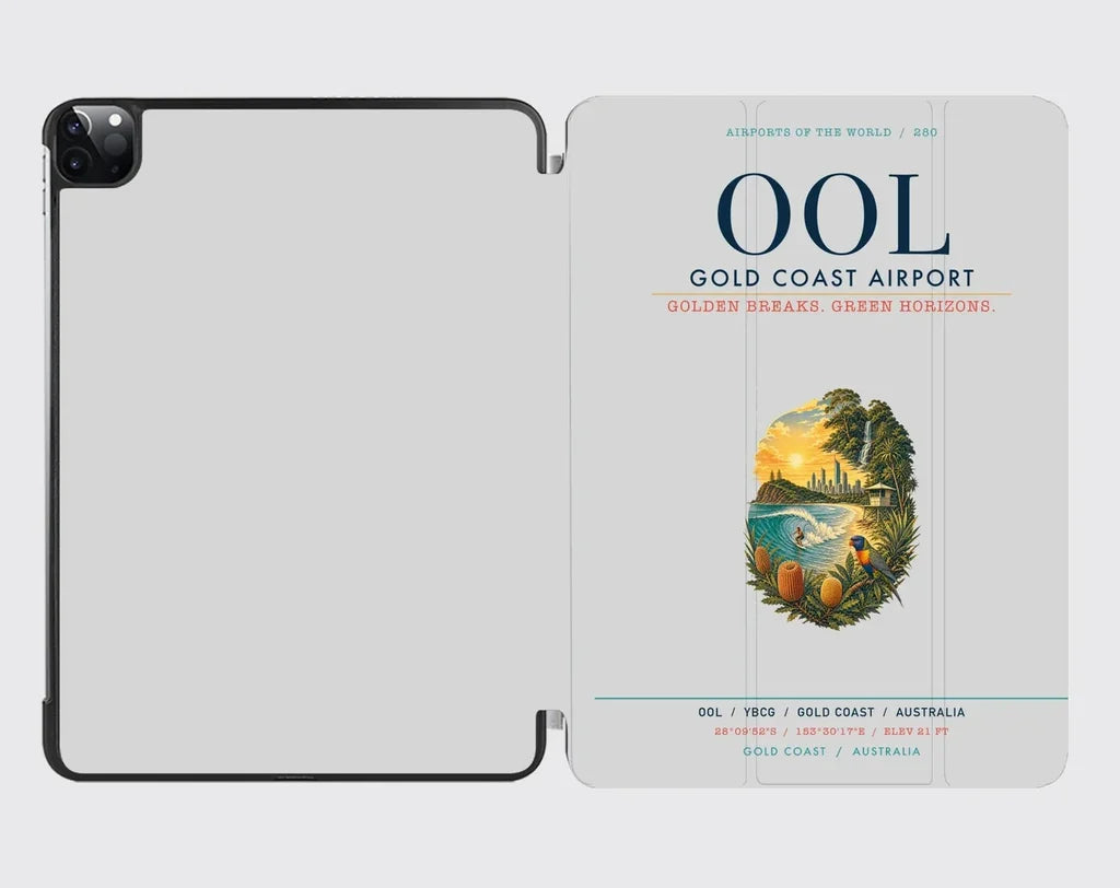 Gold Coast Airport (OOL) design on light gray ipad tablet case