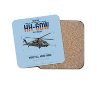 Thumbnail for Sikorsky HH-60W Jolly Green II design on light blue 1 piece coaster