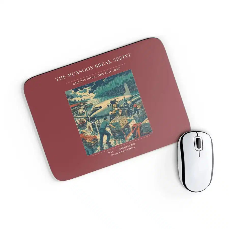 VINTAGE G4495 - The Monsoon Break Sprint - Designed Mouse Pads design on darkred rectangle