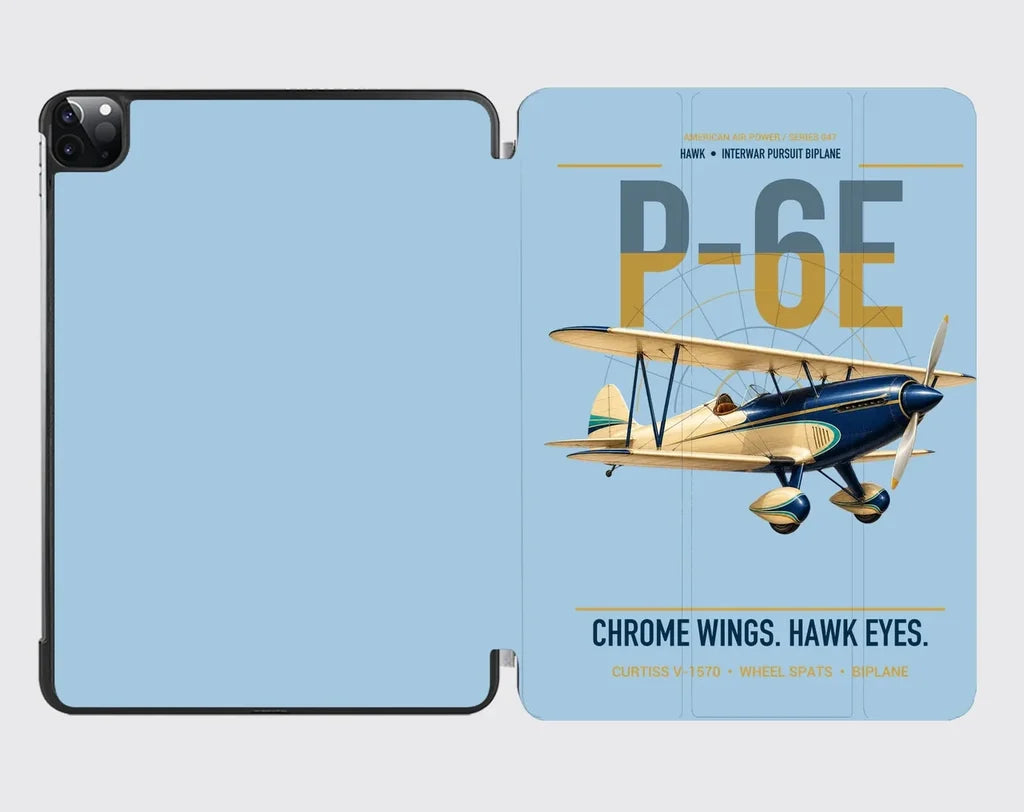 Curtiss P-6E Hawk design on light blue ipad tablet case